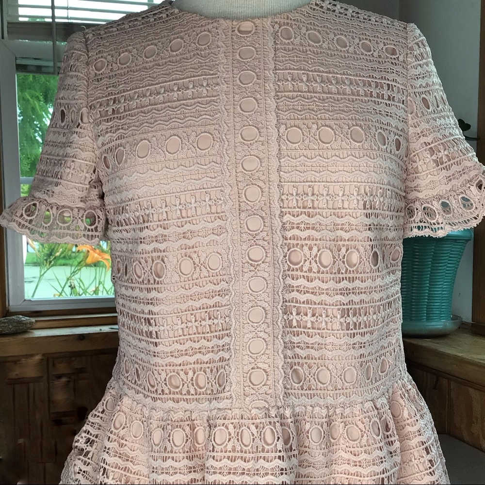 Kate Spade Lace Peplum Ruffle Short Sleeve top XS